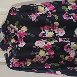 BY&BY BRAND WOMEN'S JUNIOR SIZE BLACK FLORAL LONG SLEEVES BLOUSE SIZE SMALL